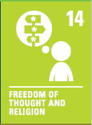 Image shows the UNICEF Rights of the Child number 14 - Freedom of thought and religion