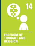 Image shows the United Nations rights of the child number 14 - freedom of thought and religion