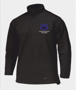 Image shows Swanmore College quarter-zip PE top to be worn over the PE t-shirt.