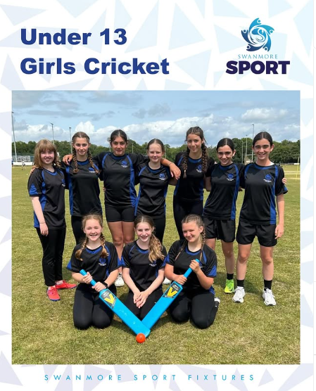 Image shows members of the under 13 girls cricket team who played in the cricket festival at Trojans, reaching the quarter finals.