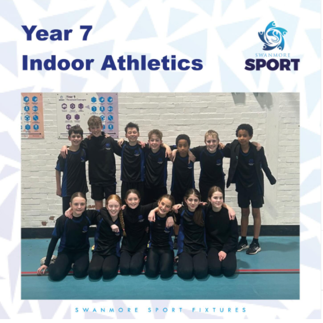 Image shows members of the Y7 indoor athletics team