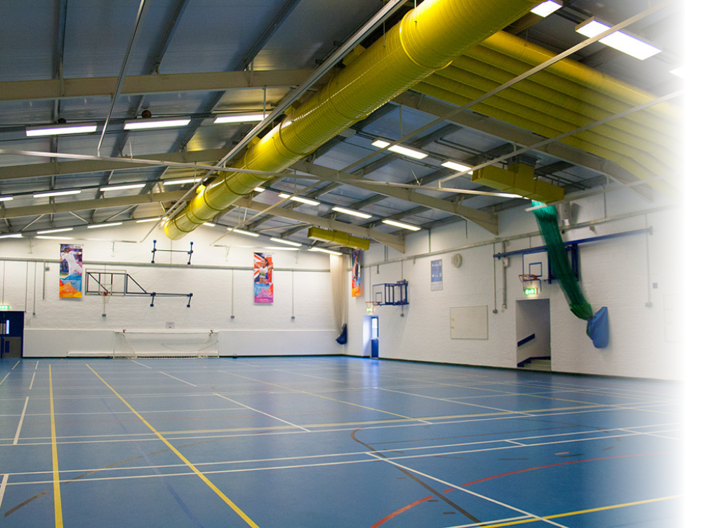 Image shows the inside of the  Swanmore College Sports Hall 